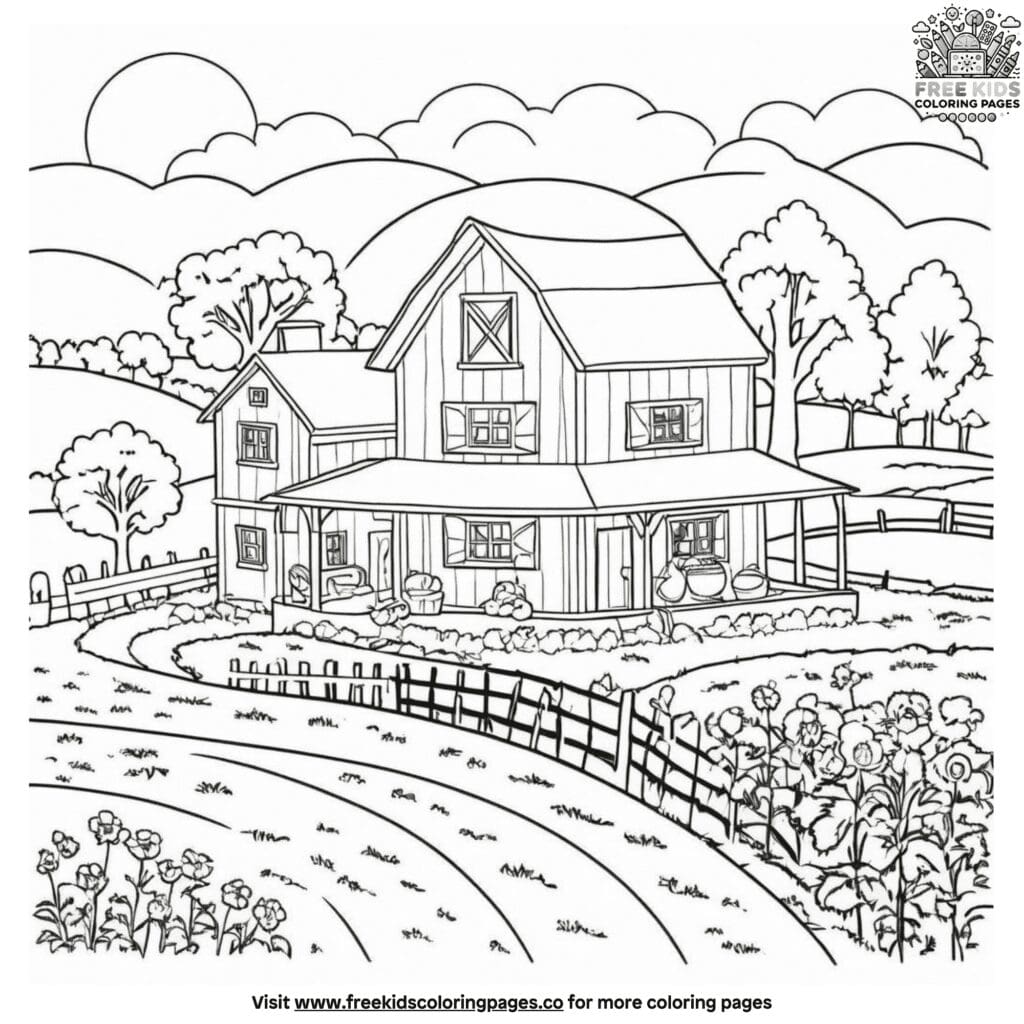 Farm house coloring pages