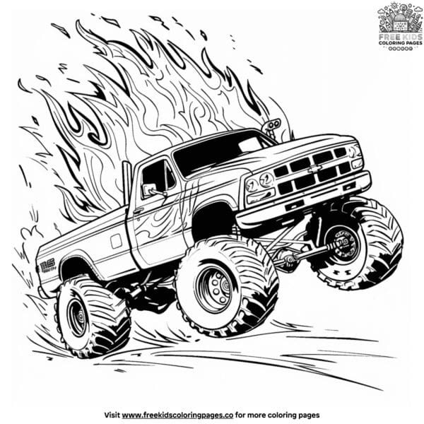 Fire monster truck coloring pages