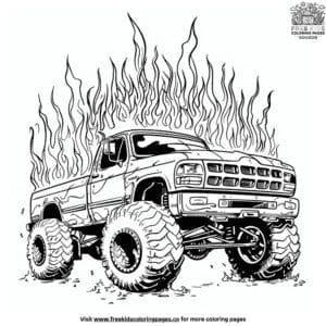 Blazing Monster Truck Coloring Pages