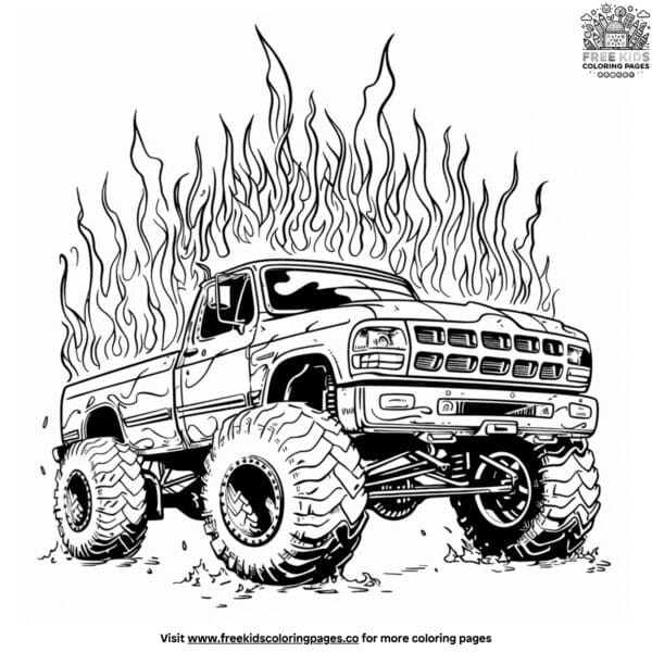 Blazing monster truck coloring pages