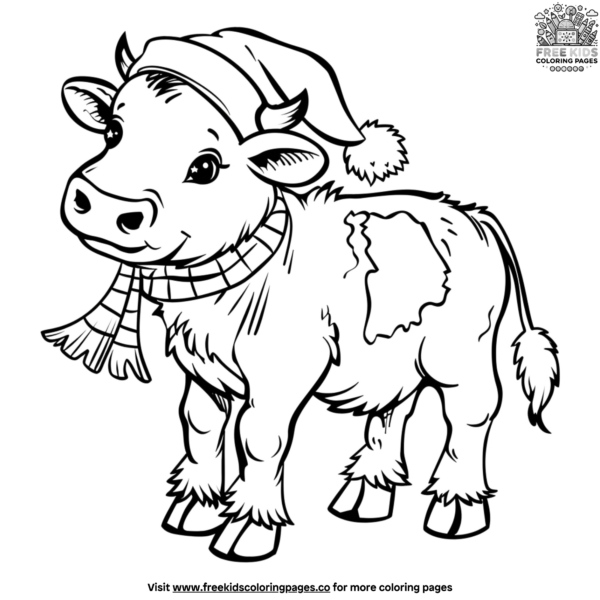Christmas Cow Coloring Pages