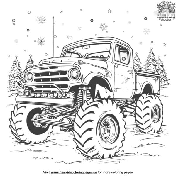 Christmas monster truck coloring pages