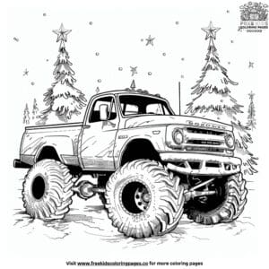 Chilling winter monster truck coloring pages