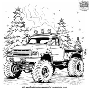 Monster Truck In Woods Coloring Pages