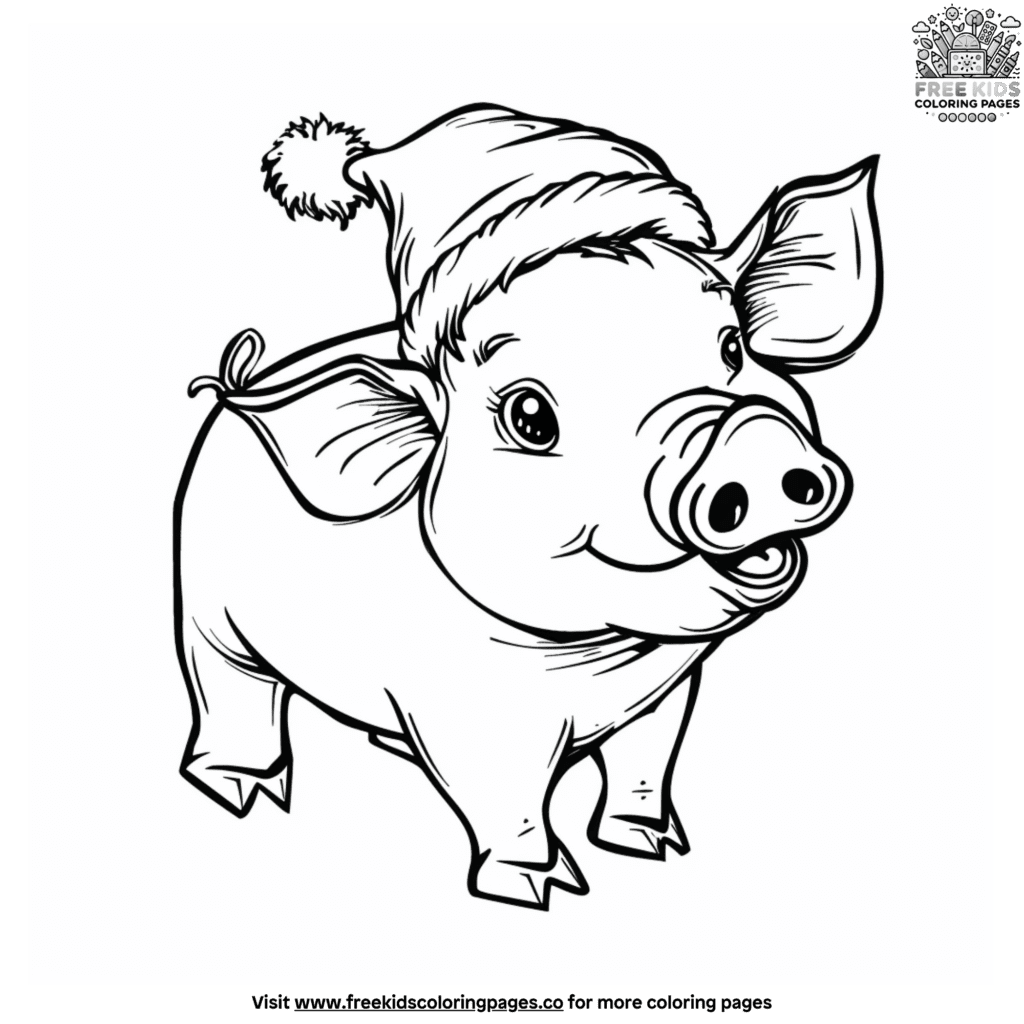 Christmas pig coloring pages