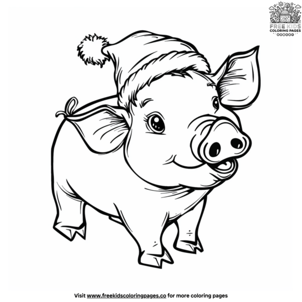Christmas Pig Coloring Pages