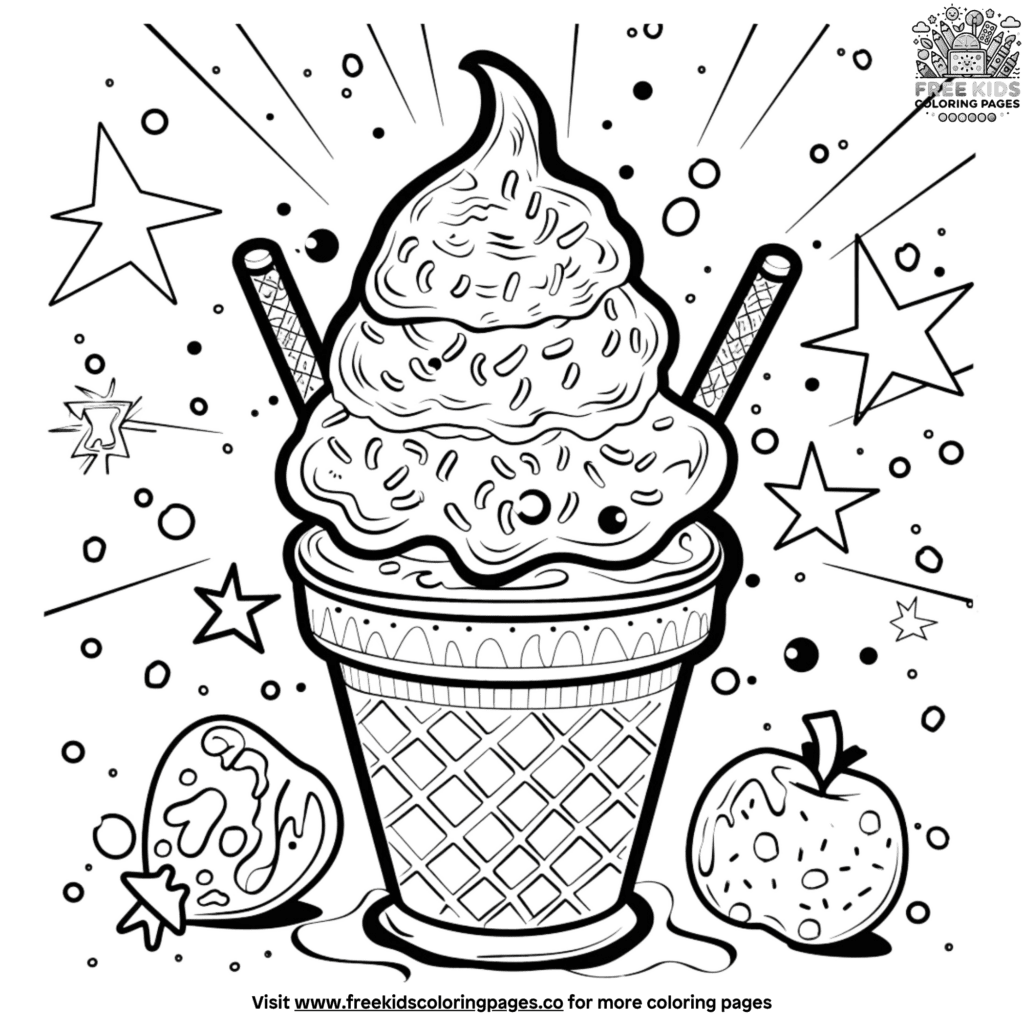 Festive holiday ice cream coloring pages