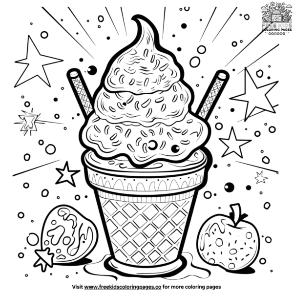 Holiday Ice Cream Coloring Pages