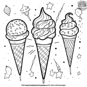 Joyful Holiday Ice Cream Coloring Pages