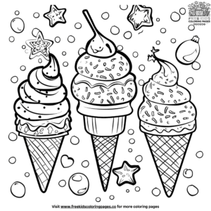 Cheerful Holiday Ice Cream Coloring Pages