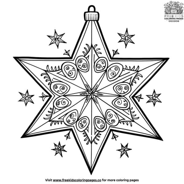 Festive holiday star coloring pages