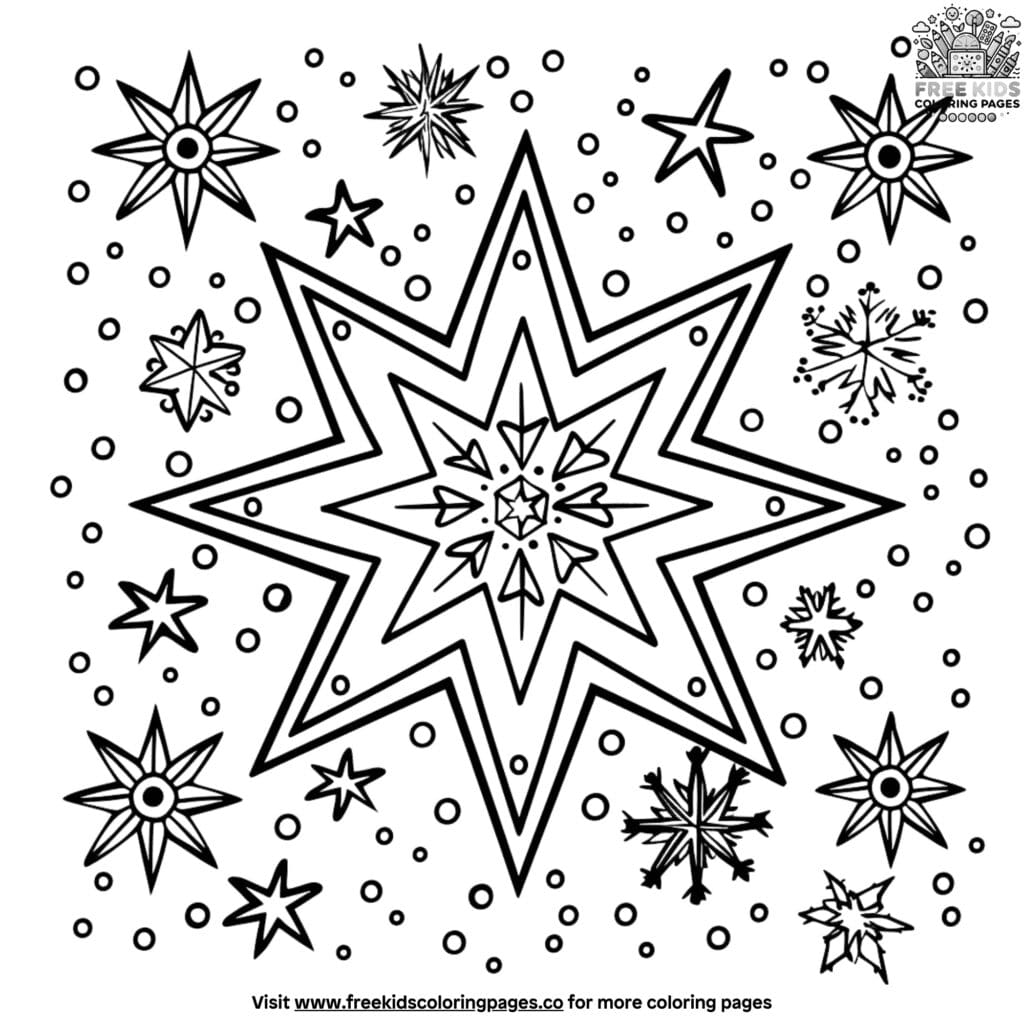 Festive holiday star coloring pages