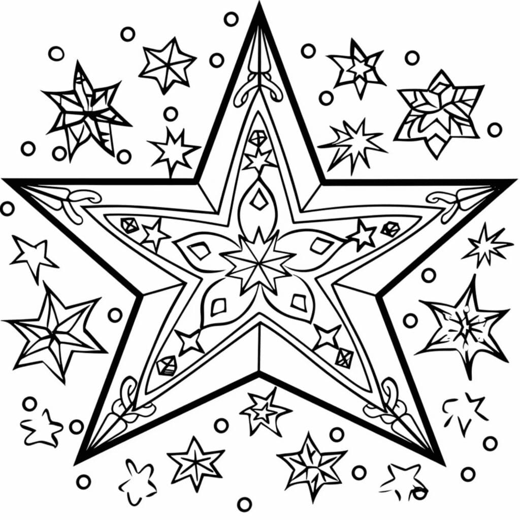 Festive holiday star coloring pages