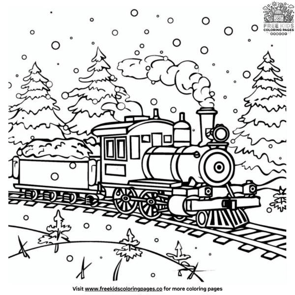 Holiday train coloring pages