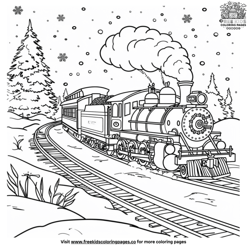 Holiday train coloring pages