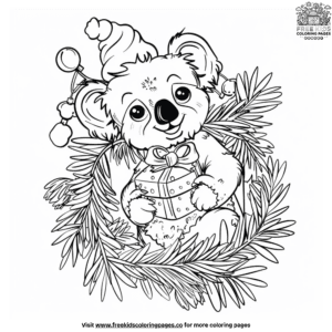 Festive Koala Coloring Pages