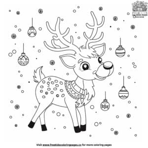 Reindeer with ornaments coloring pages