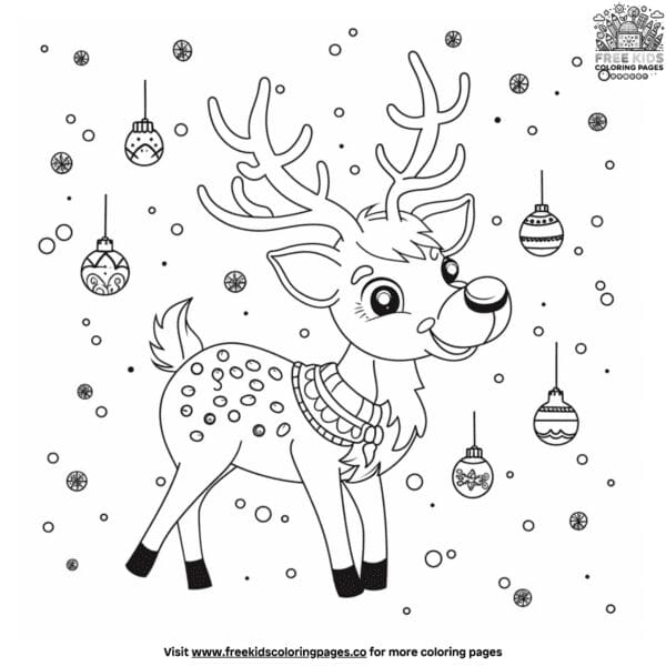 Reindeer with ornaments coloring pages