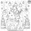 Reindeer in Festive Background Coloring Pages