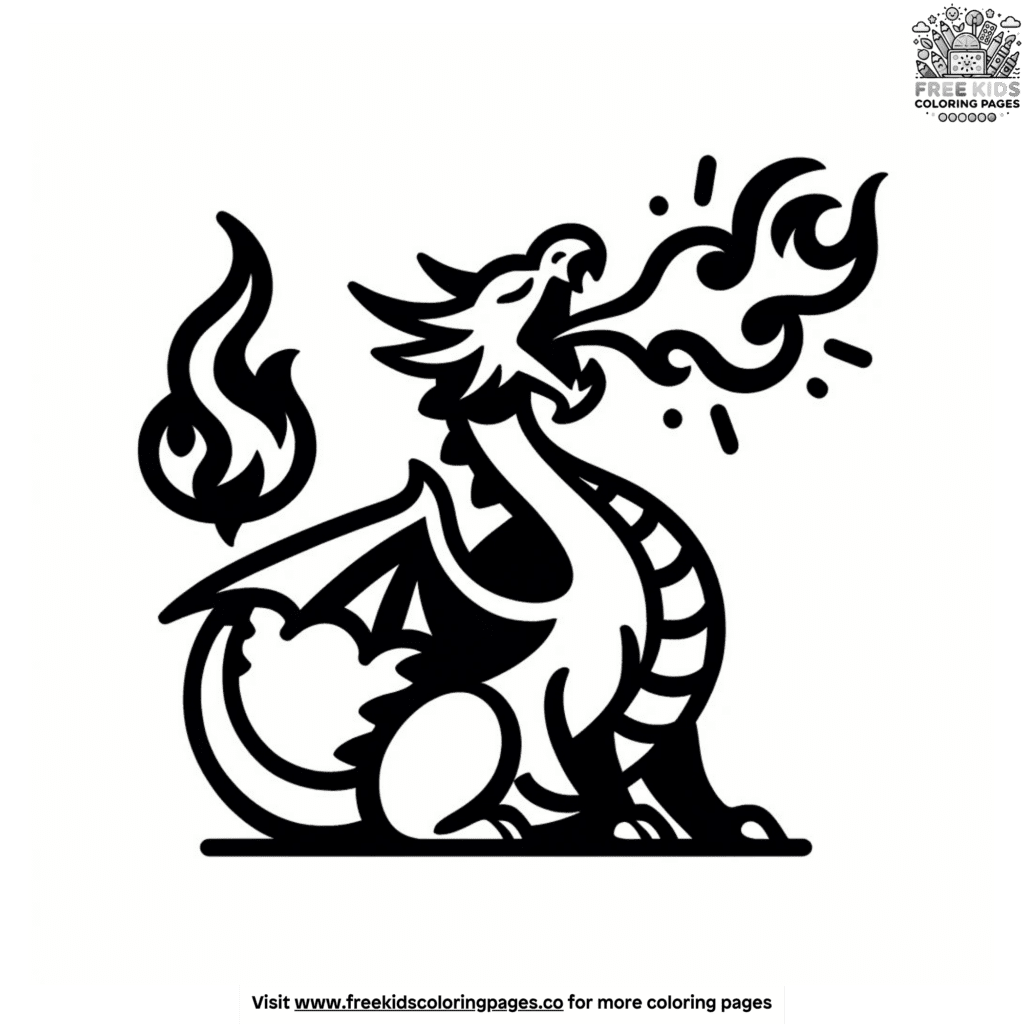 Flaming fire dragon coloring pages