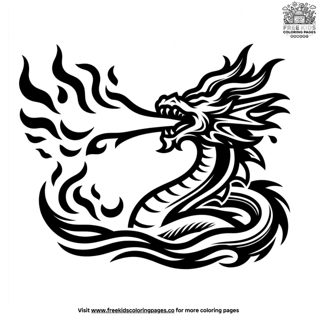 Simple fire dragon coloring pages