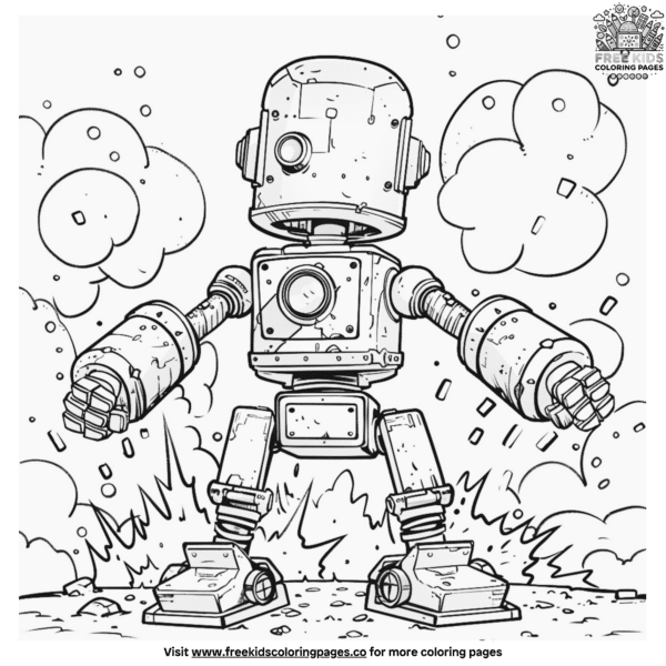 Fighting robot coloring pages