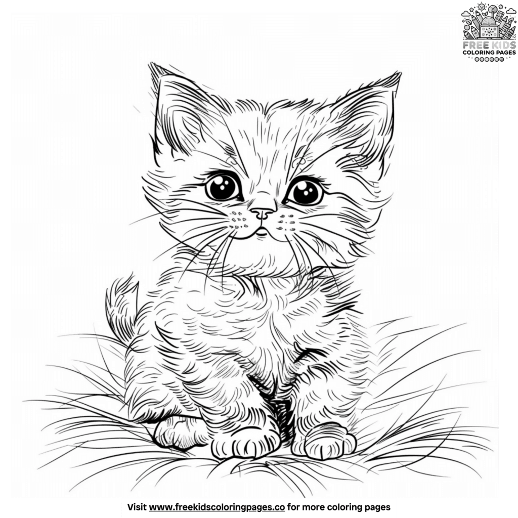 Huggable kitty coloring pages