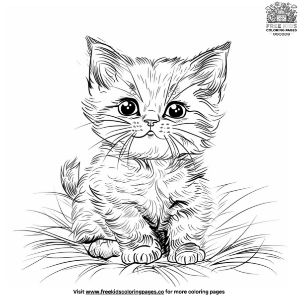 Fluffy Cat Coloring Pages