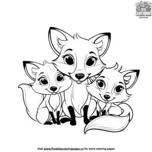 Lovely fox family coloring pages