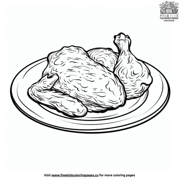 Fried chicken coloring pages