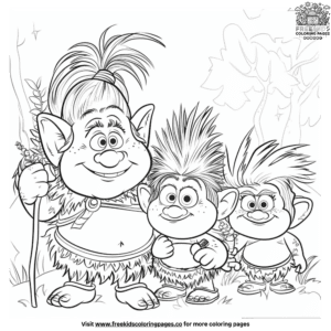 Magical Frozen Troll Family Coloring Pages