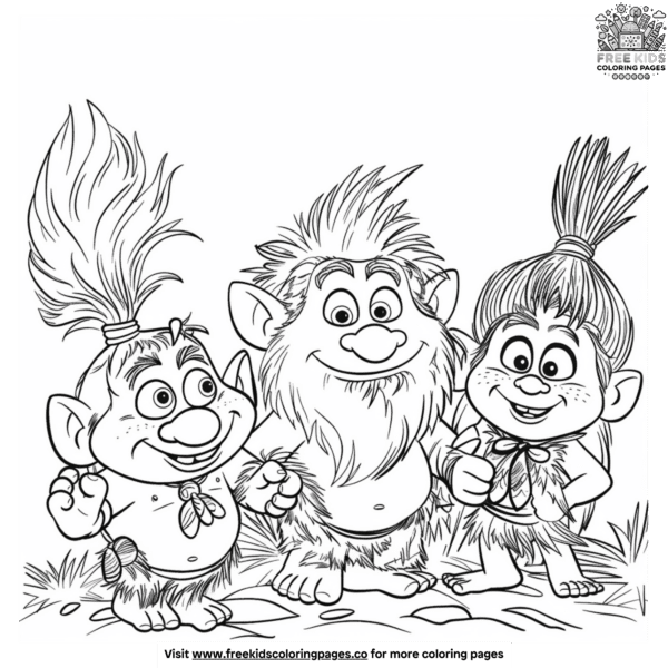 Whimsical frozen trolls coloring pages