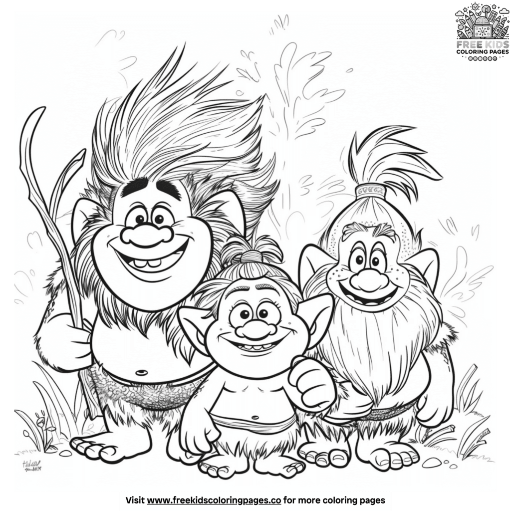 Frozen troll family coloring page