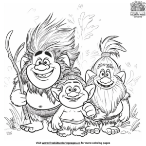 Frozen Troll Family Coloring Page
