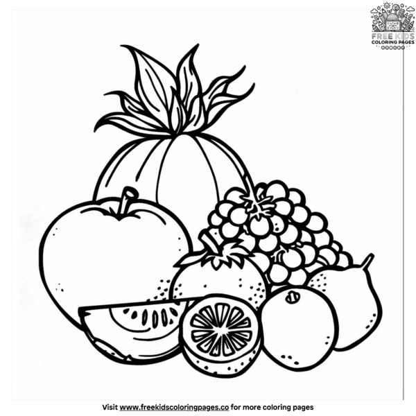 Mixed fruit coloring pages