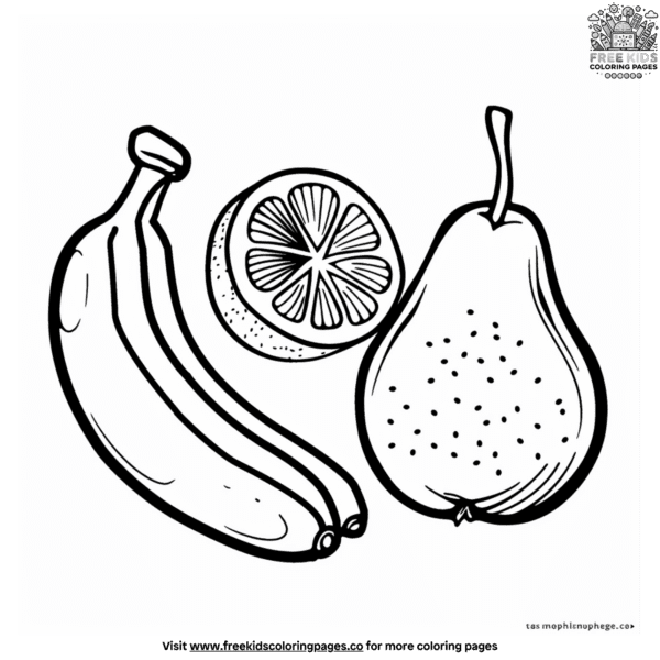 Kid-friendly fruit coloring pages