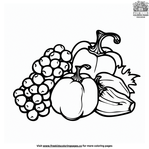 Fruit and vegetable coloring pages