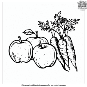 Easy fruit and vegetable coloring pages