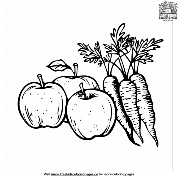 Easy fruit and vegetable coloring pages