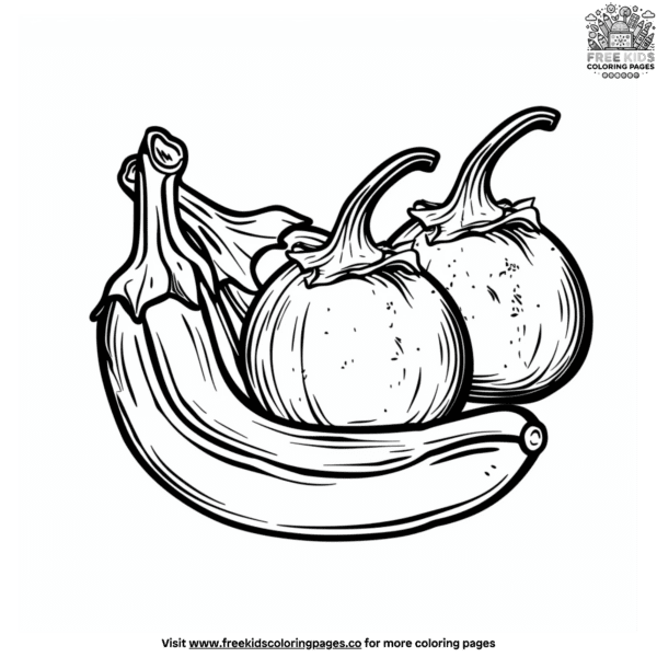 Wholesome fruit and vegetable coloring pages