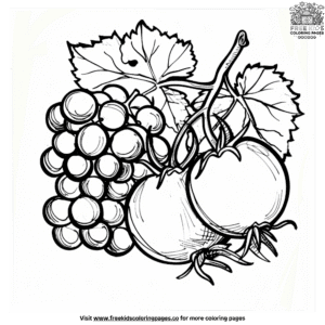 Vivid Fruit and Veggie Coloring Pages