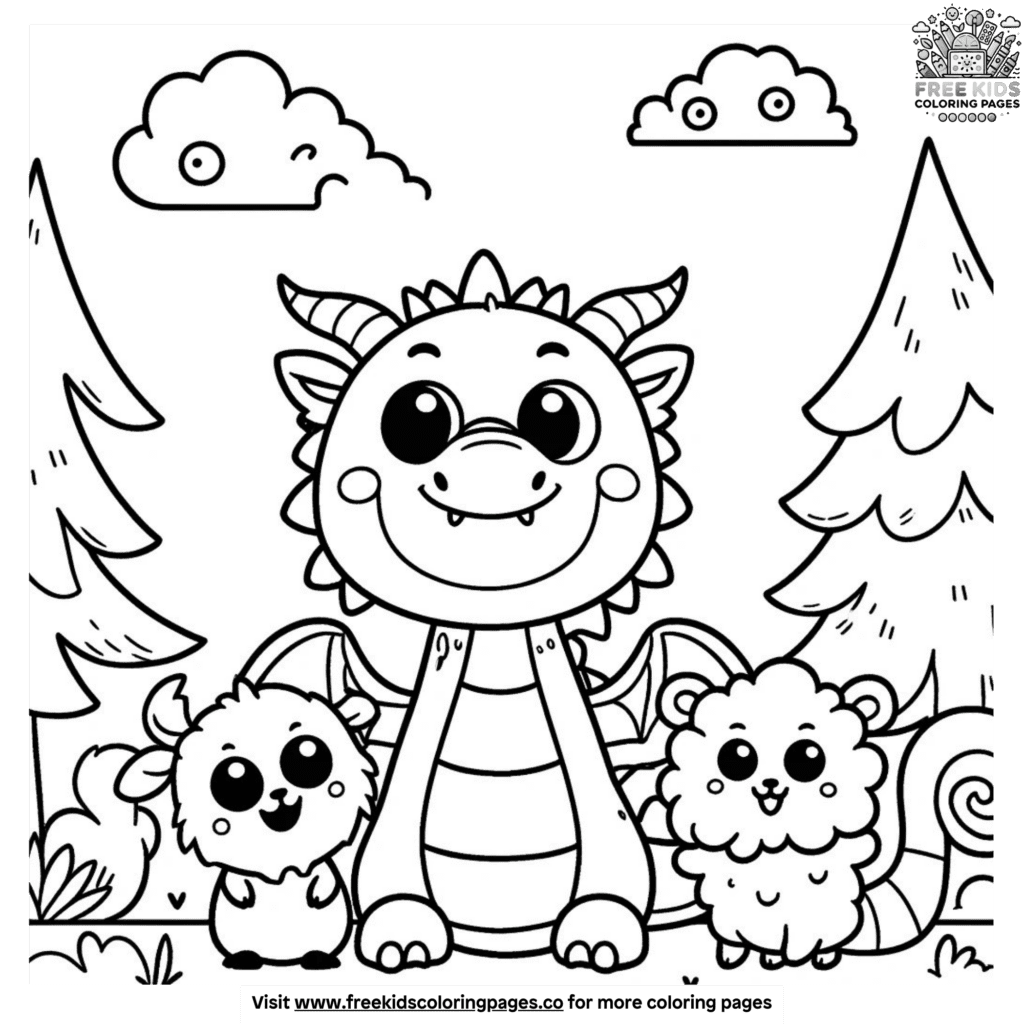 Cartoon dragon coloring pages