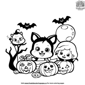 Playful cartoon halloween coloring pages for all ages