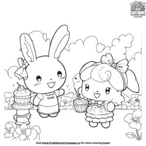 Delightful Cinnamoroll and Kuromi Coloring Pages