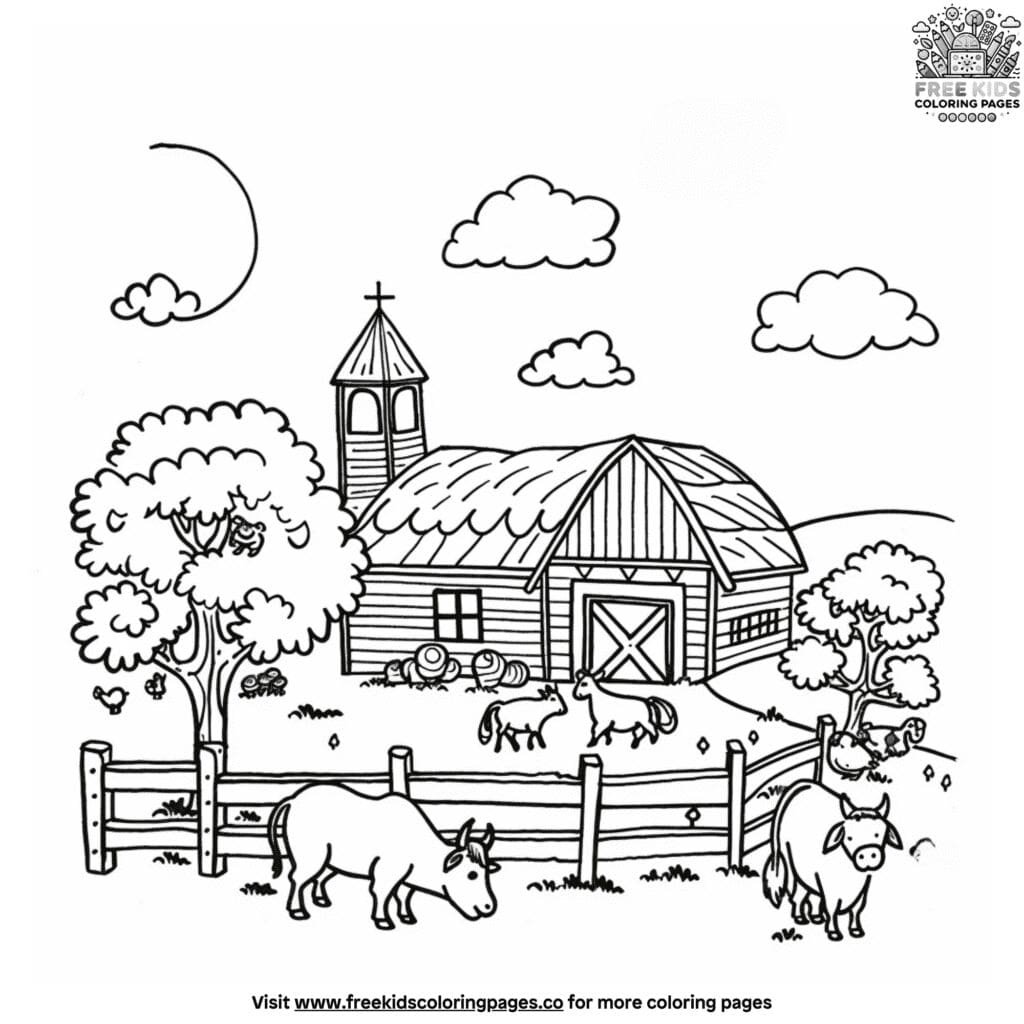 Fun farm coloring pages