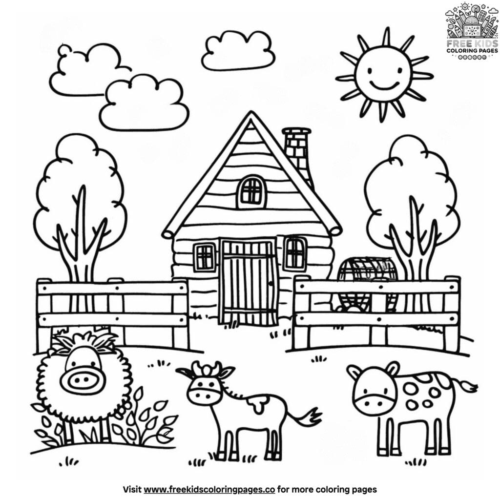 Fun farm coloring pages