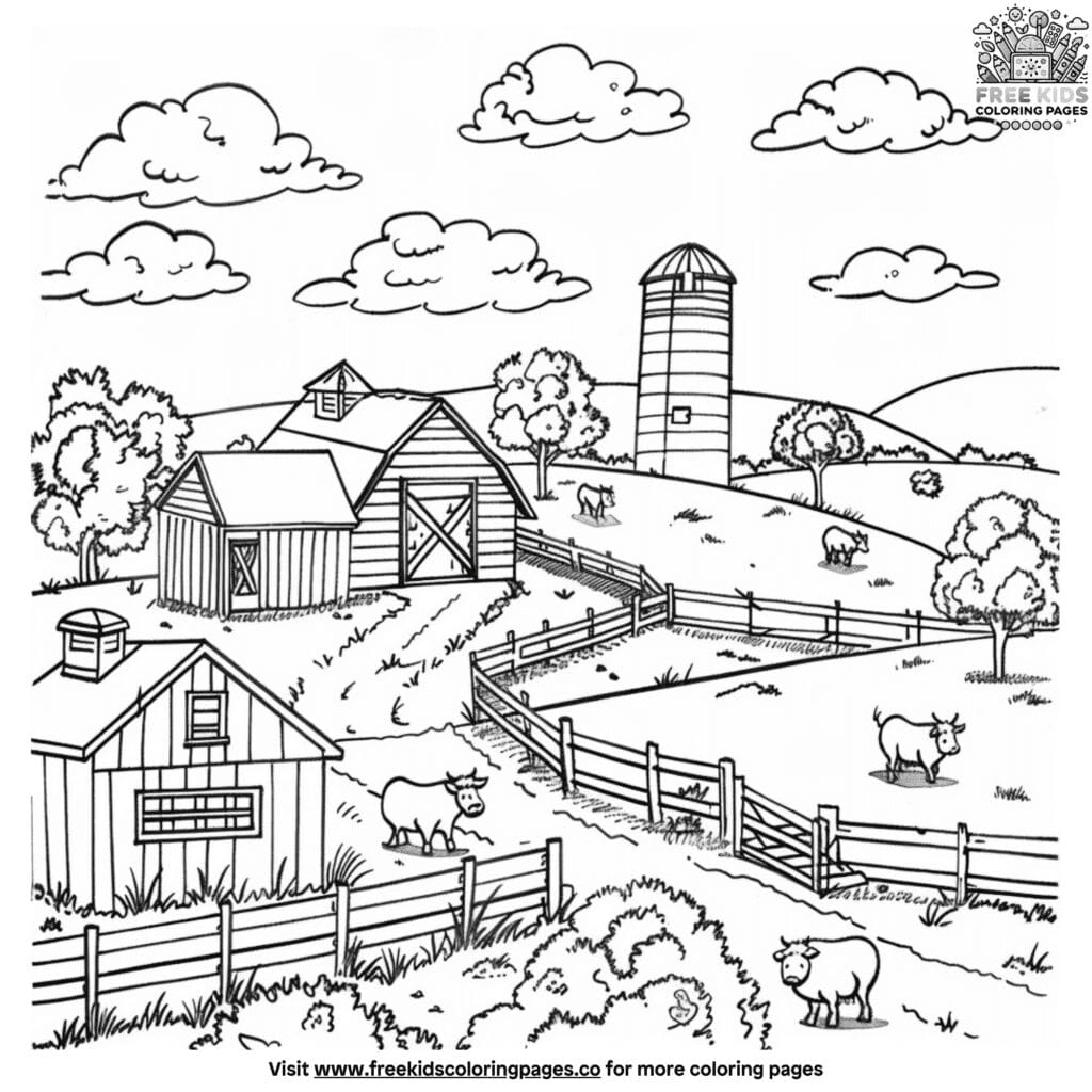 Fun farm coloring pages