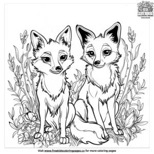 Lively Fox And Wolf Coloring Pages: A Delightful Duo