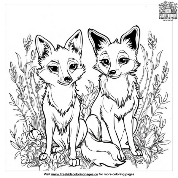 Fox and Wolf Coloring Pages