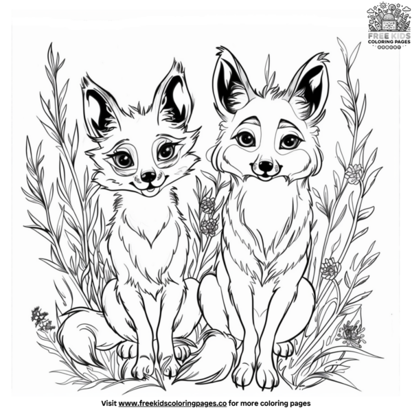 Fox and Wolf Coloring Pages